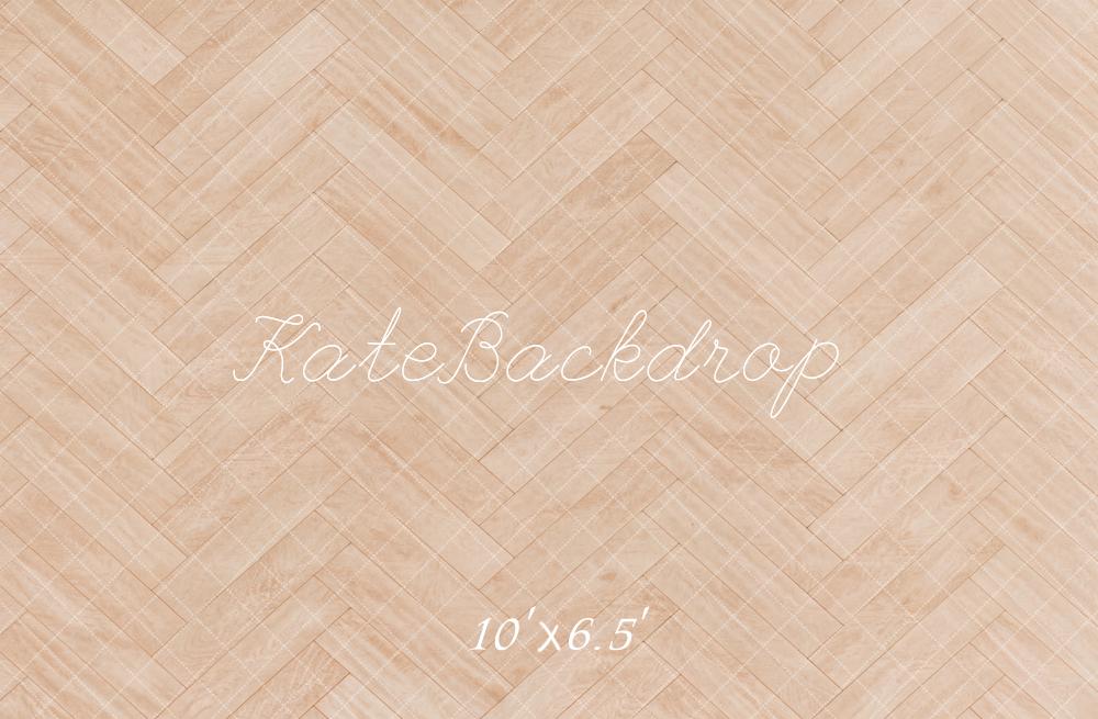 Kate Beige Herringbone Wood Floor Printed Backdrop Designed by Kate Image