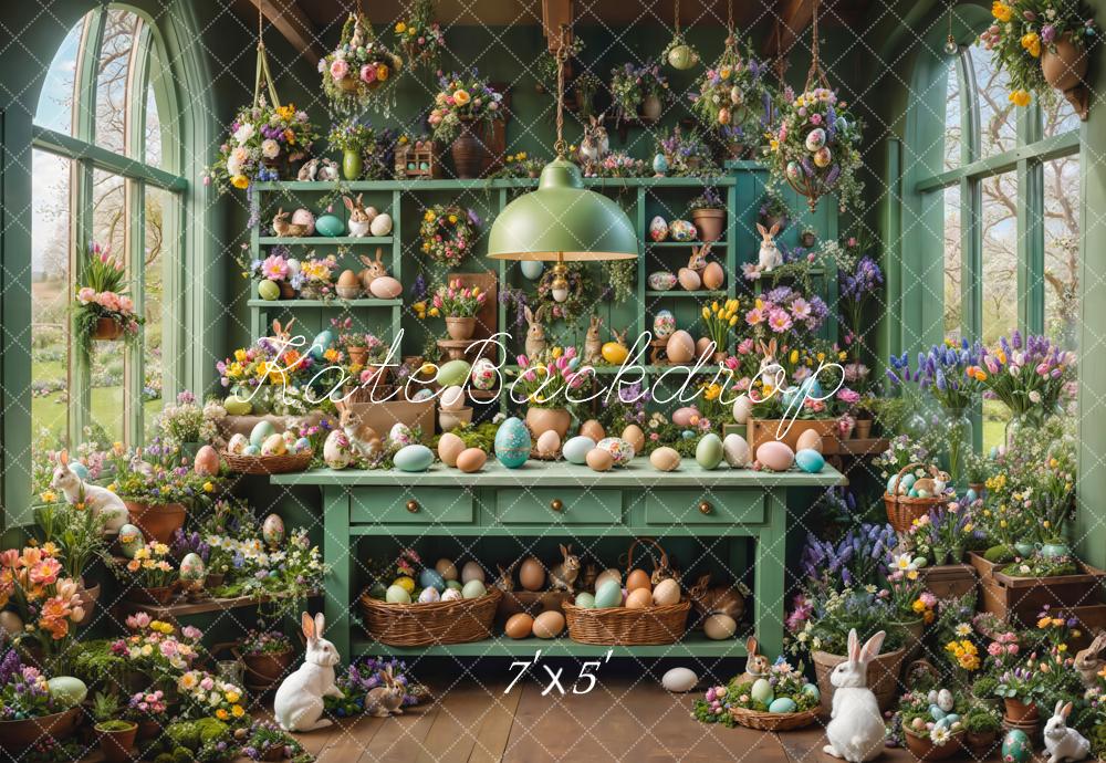 Kate Easter Bunny Eggs Floral Kitchen Backdrop Designed by Emetselch