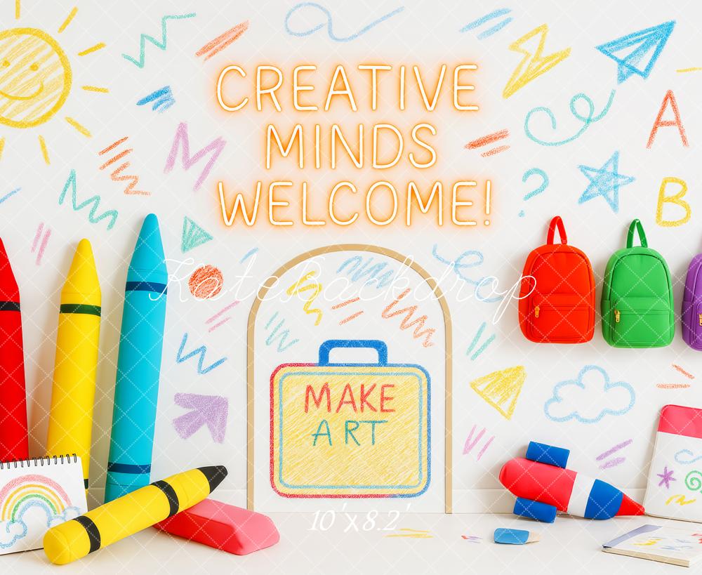 Suministros de arte de regreso a la escuela coloridos fondo diseñado por Patty Roberts