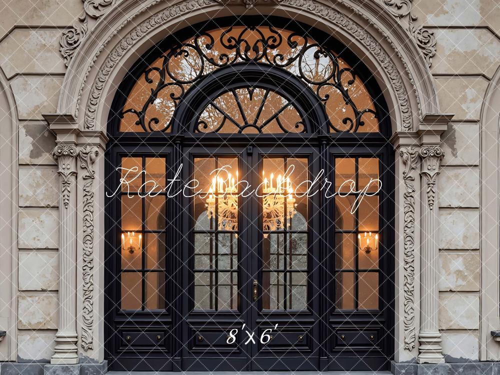 Kate Retro Ornate Arch Black French Doors Backdrop Designed by Mini MakeBelieve