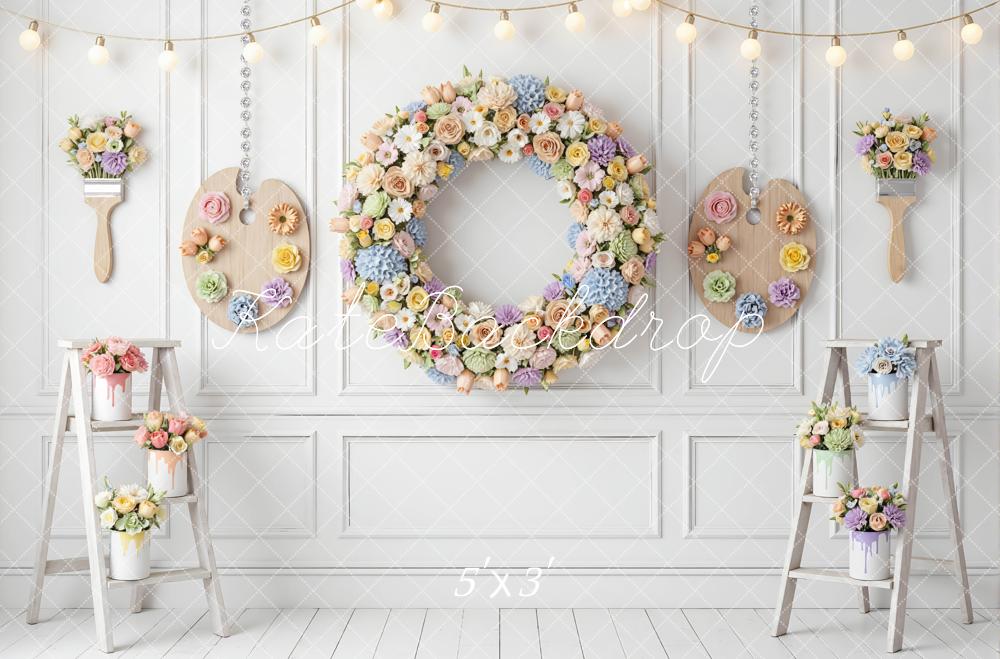 Kate Mother's Day Flower Arch Floral Wreath Painter Palette Ladders Backdrop Designed by Mini MakeBelieve