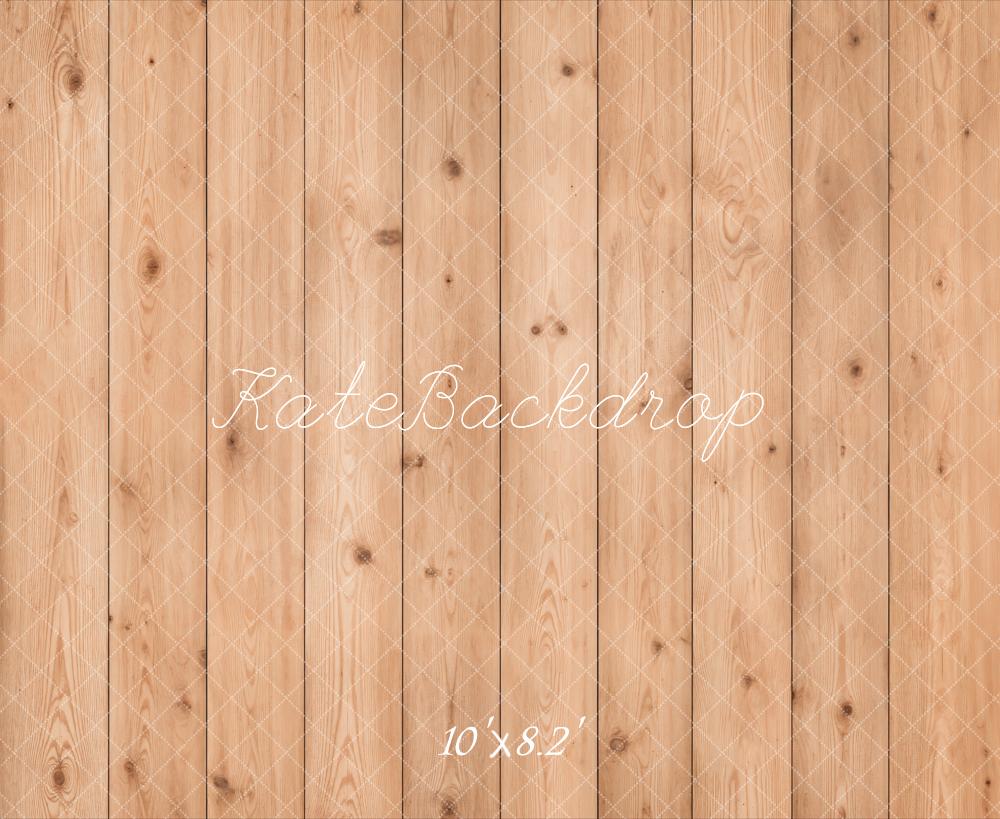 Kate Light Brown Wood Plank Floor Printed Backdrop Designed by Emetselch