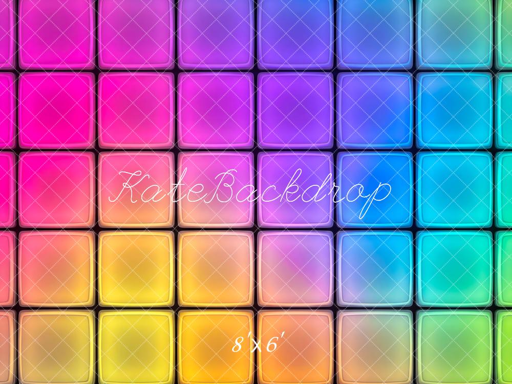 Kate Colorful Gradient Square Retro Wall Printed Backdrop Designed by Patty Roberts
