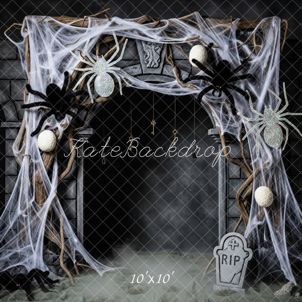 Kate Halloween Spider Web Cave Arch Tombstone Backdrop Designed by Patty Roberts