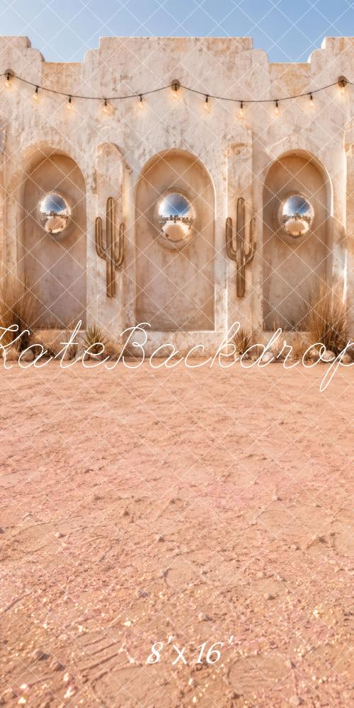 Kate Sweep Western Desert Adobe Cactus Disco Ball Arches Printed Backdrop Designed by Vertigo Productions