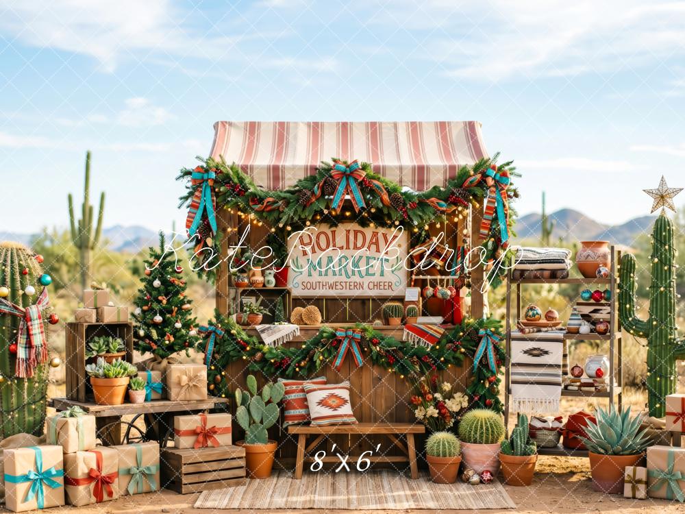 Kate Christmas Southwestern Market Cactus Garland Gifts Printed Backdrop Designed by Patty Roberts