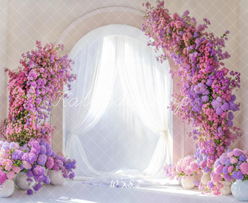 Minimalist Arch Curtain Flower Arch Pink Foto Achtergrond Designed by Emetselch
