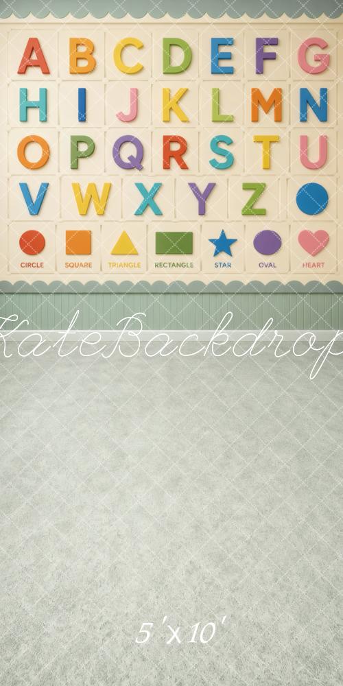 Kate Sweep School Alphabet Shapes Classroom Wall Printed Backdrop Designed by Vertigo Productions