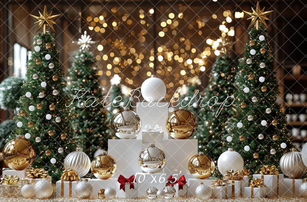 Kate Christmas Tree Ornaments Gift Bokeh Backdrop Designed by Mini MakeBelieve