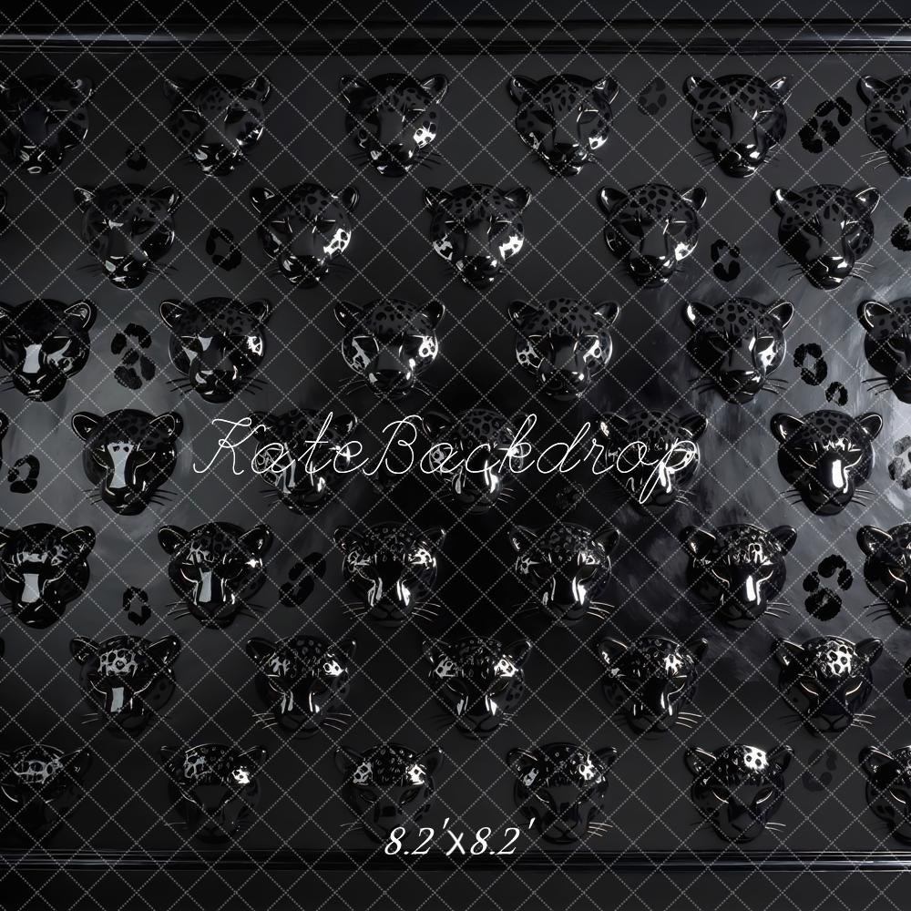 Kate Black Leopard Head Pattern Backdrop Designed by Mini MakeBelieve
