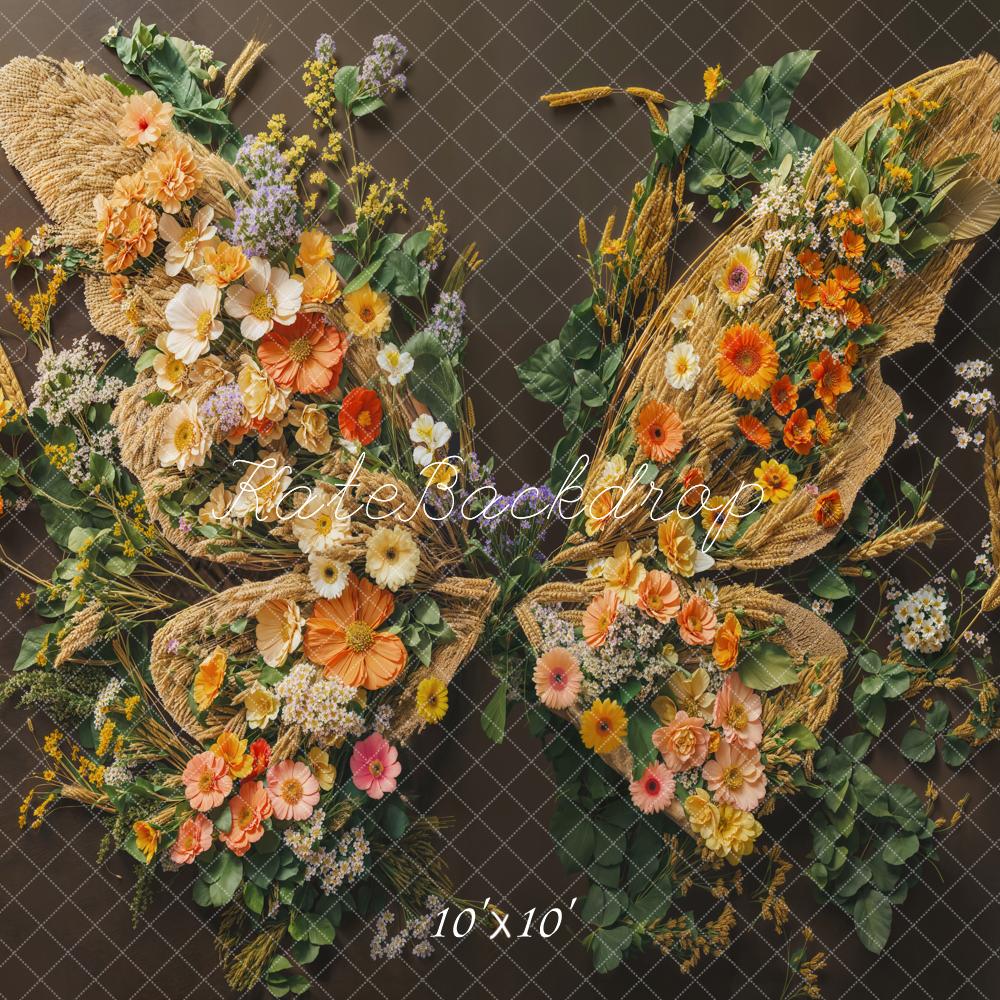 Fondo de piso de alas de mariposa florales para recién nacidos diseñado por Emetselch