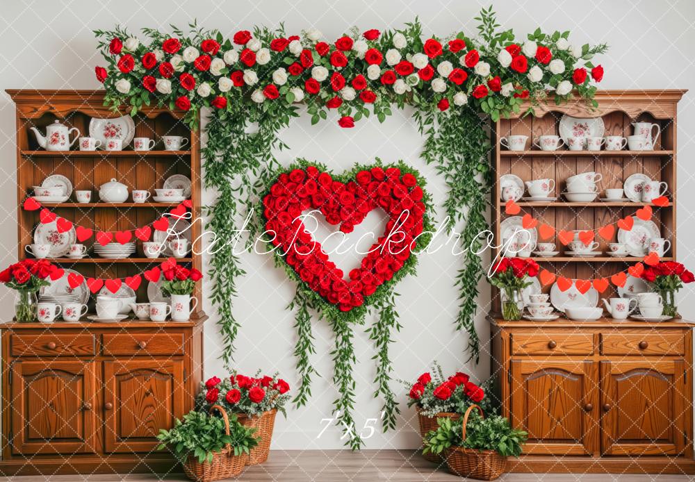 Kate Valentine's Day Red Rose Heart Cabinet Backdrop Designed by Patty Roberts