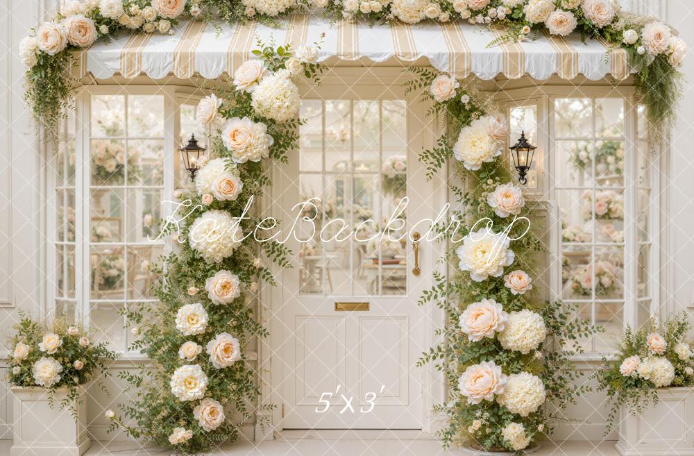 Kate Spring Cream Flower Arch Storefront Awning Printed Backdrop Designed by Emetselch