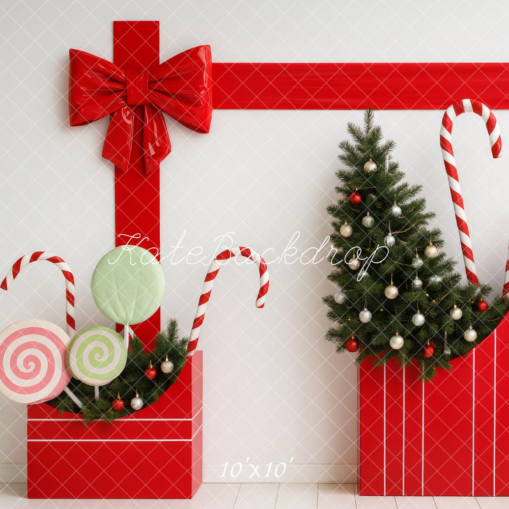 Kate Christmas Gift Boxes Candy Canes Lollipops Trees Backdrop Designed by Patty Roberts