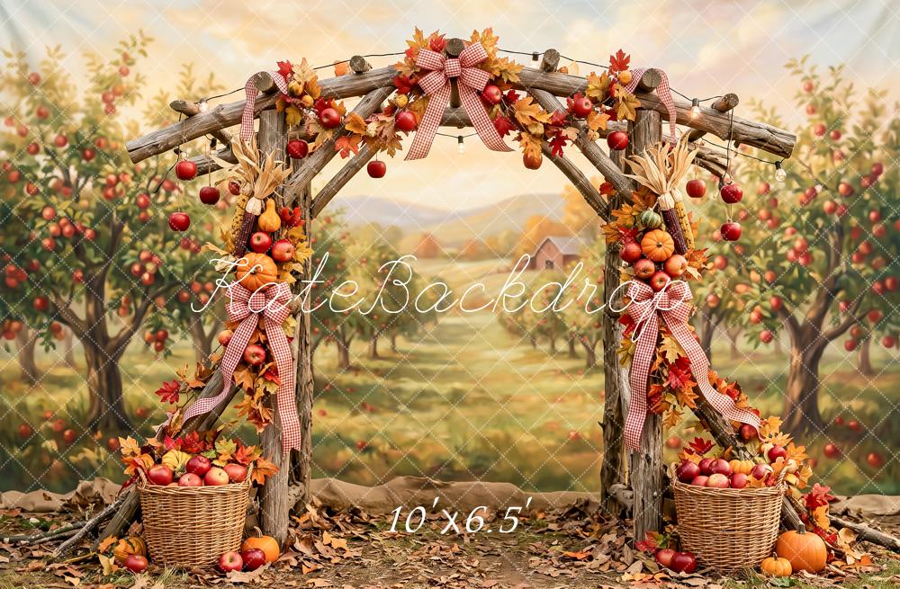 Kate Fall Apple Pumpkin Harvest Arch Orchard Country Printed Backdrop Designed by Angela Miller