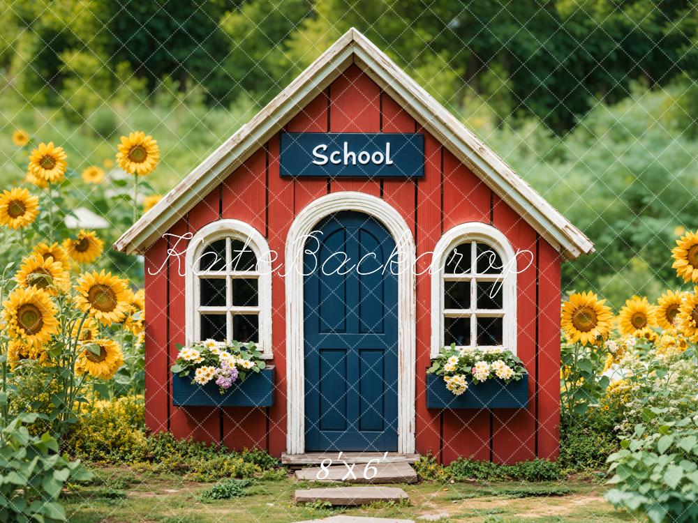 Terug naar School Rode Huis Zonnebloem Foto Achtergrond Designed by Emetselch