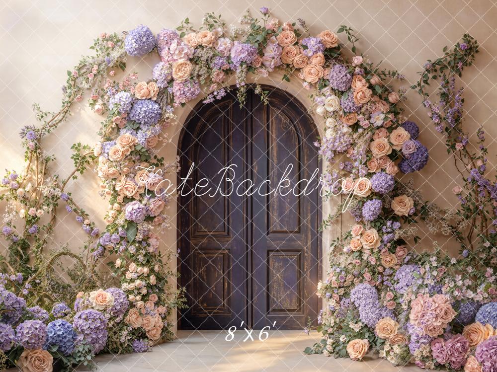 Kate Spring Flower Arch Pastel Roses and Hydrangeas Door Backdrop Designed by Emetselch
