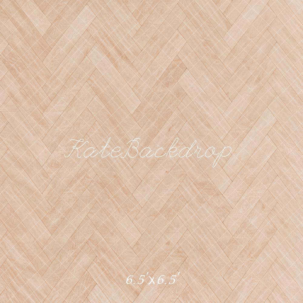 Kate Beige Herringbone Wood Floor Printed Backdrop Designed by Kate Image