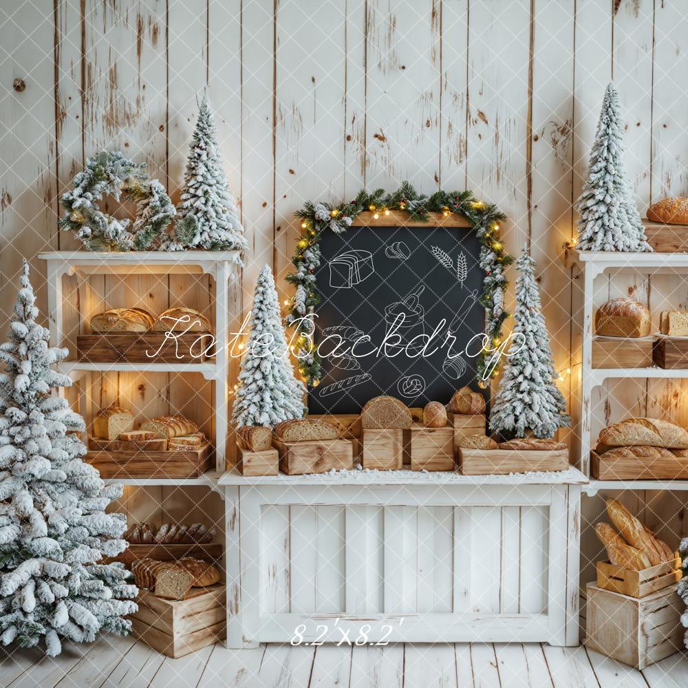 Kerstboom Witte Houten Plank Brood Schoolbord Foto Achtergrond Designed by Emetselch
