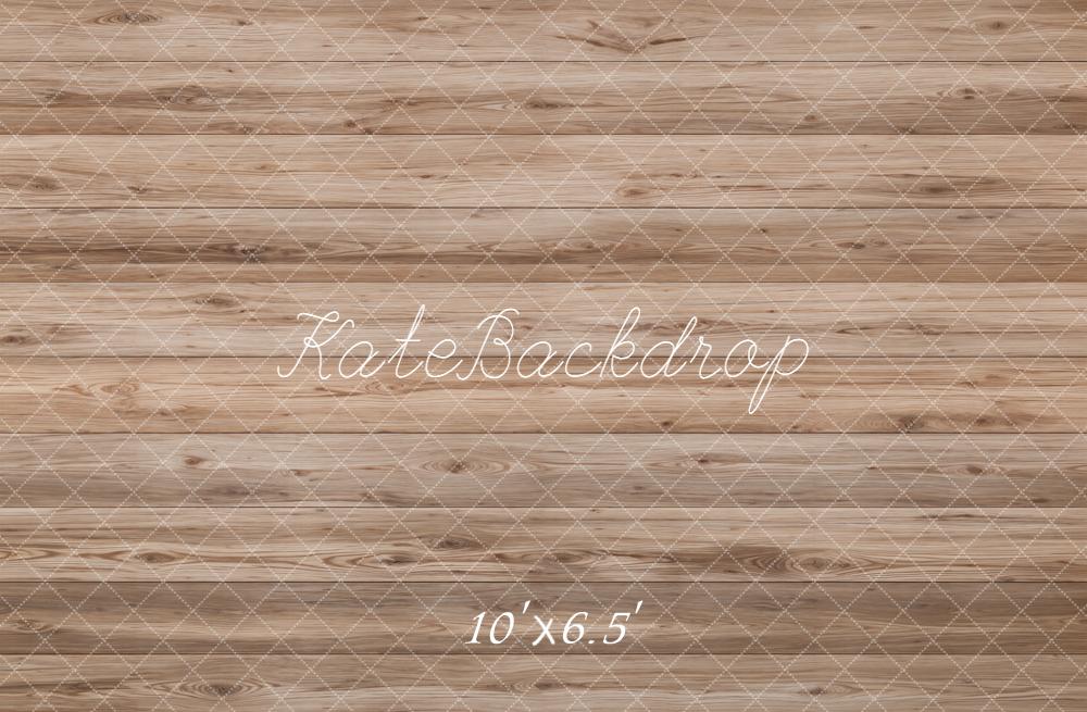 Kate Light Brown Wood Plank Floor Printed Backdrop Designed by Emetselch