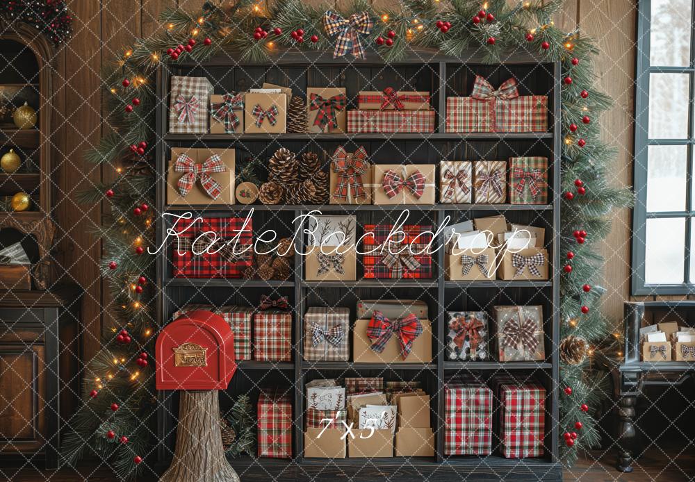 Kate Christmas Mailroom Cabinet Gift Garland Mailbox Backdrop Designed by Mini MakeBelieve