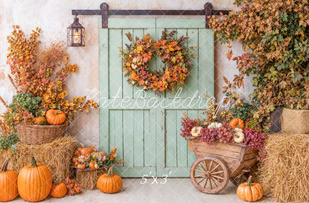 Fondo de puerta de calabazas rústicas de otoño diseñado por Emetselch