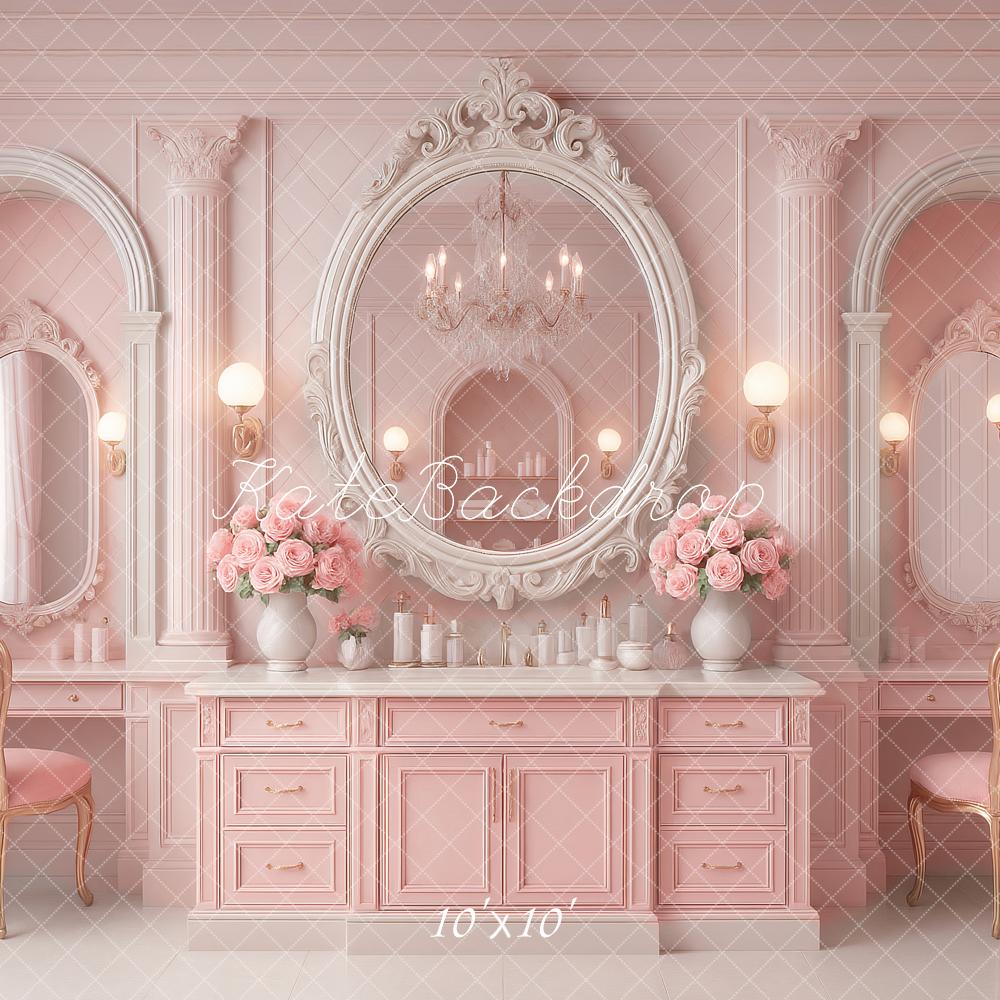 Mesa de tocador rosa espejo chic Diseño por Ashley Paul