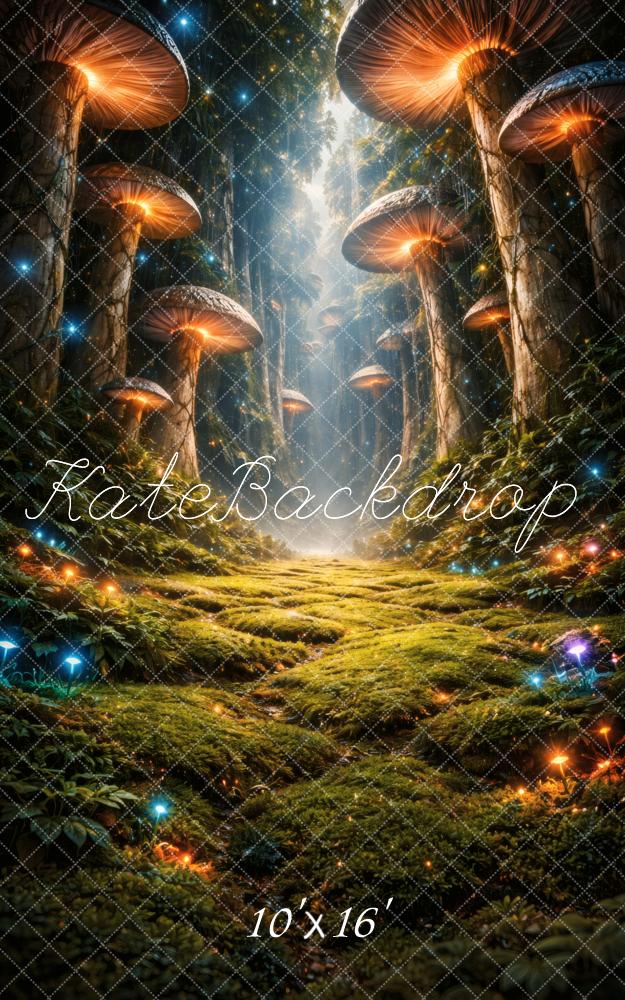 Kate Sweep Fairy Fantasy Glowing Mushroom Forest Path Printed Backdrop Designed by Vertigo Productions