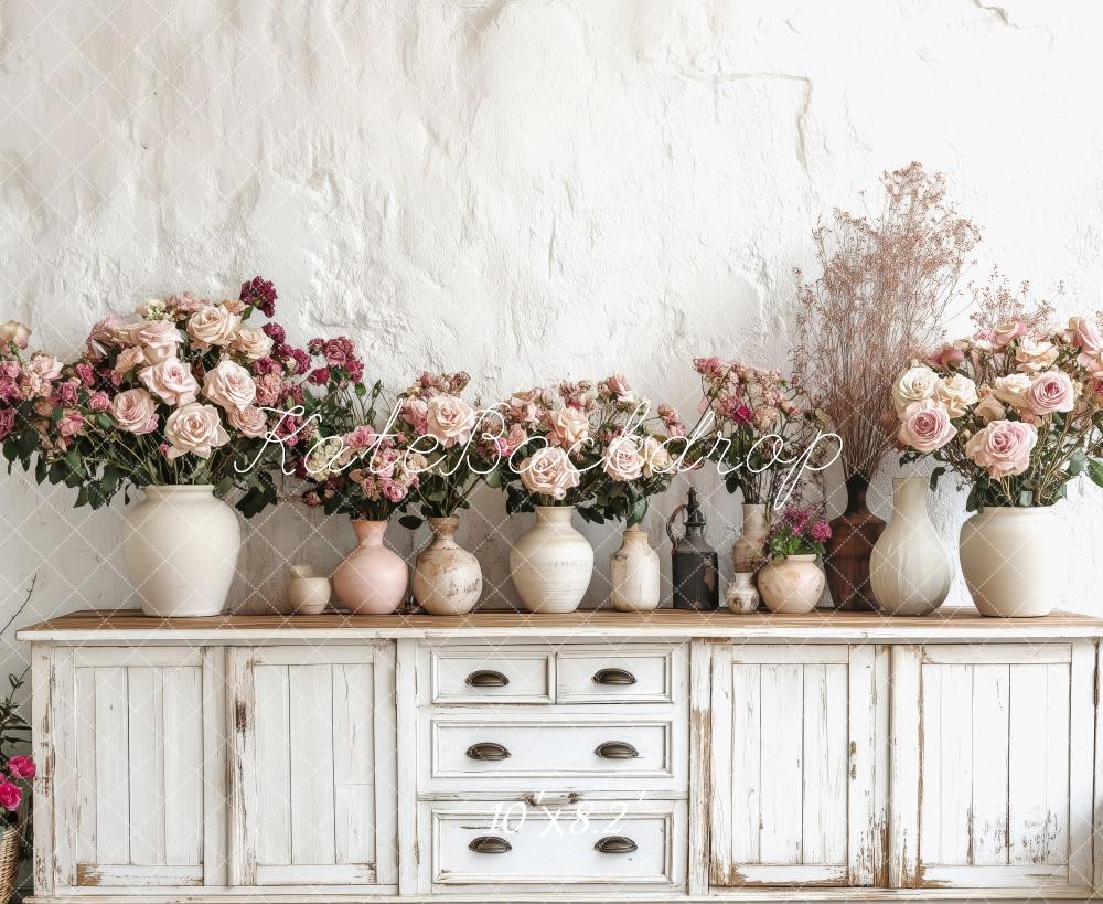 Spring Floral Vase Vintage Foto Achtergrond Designed by Patty Roberts