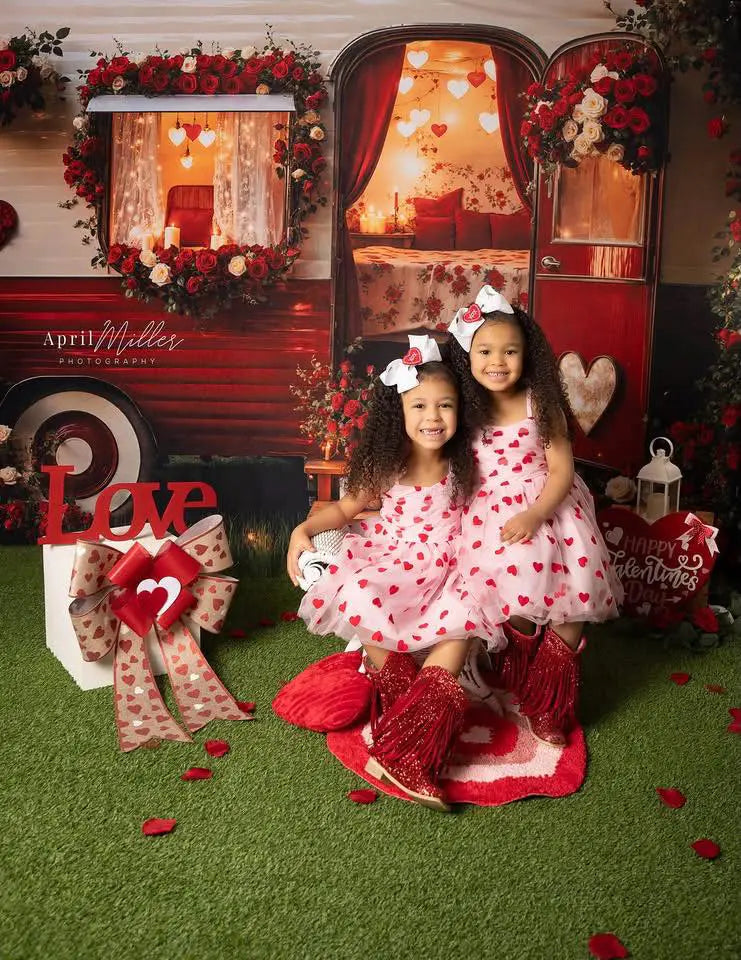 Fondo Romántico de Corazón de Camper del Día de San Valentín Diseñado por Emetselch