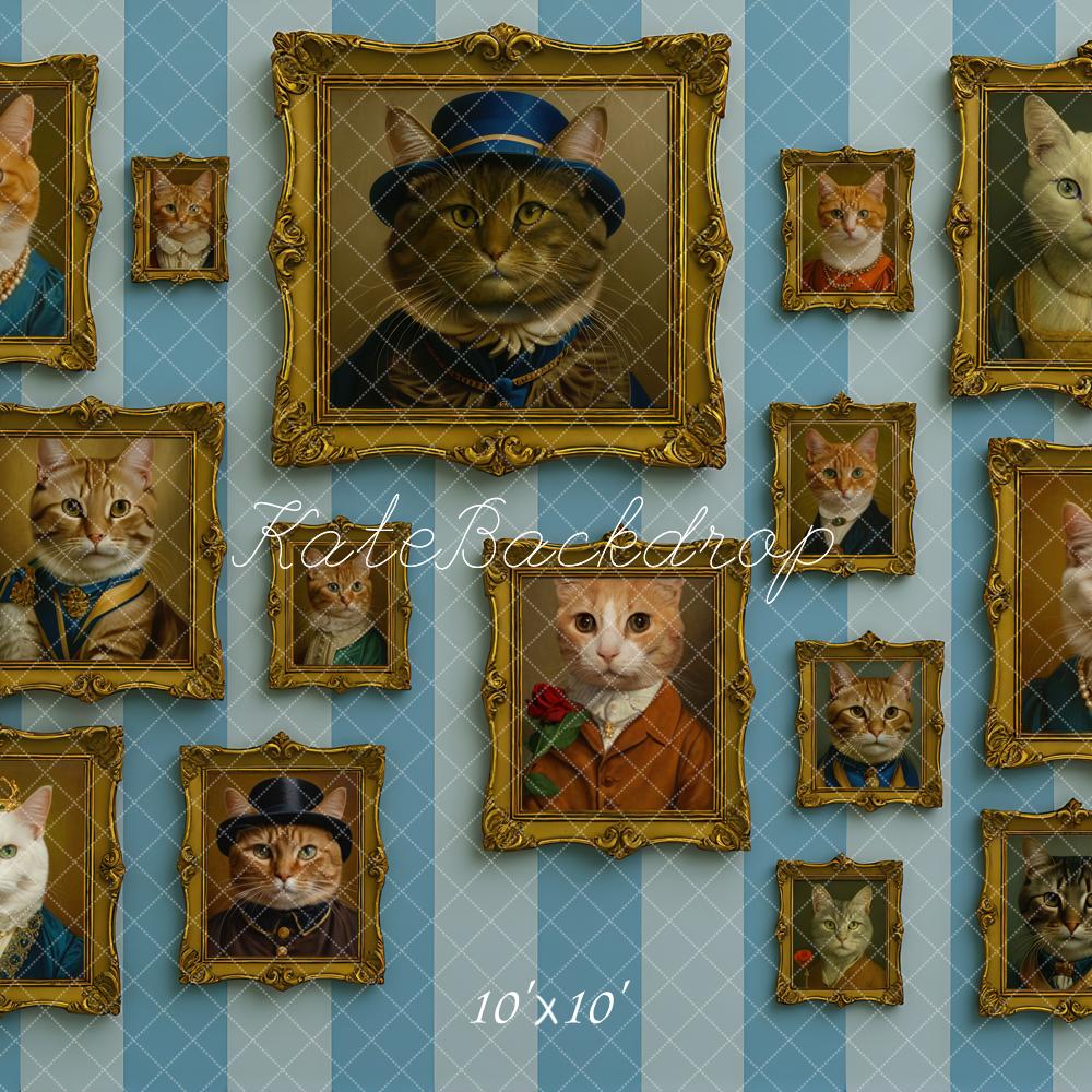 Kate Cat Portrait Gallery Blue Wall Backdrop Designed by Mini MakeBelieve