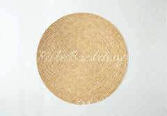 Kate Round Jute Rug White Diamond Pattern Floor Printed Backdrop Designed by Mini MakeBelieve