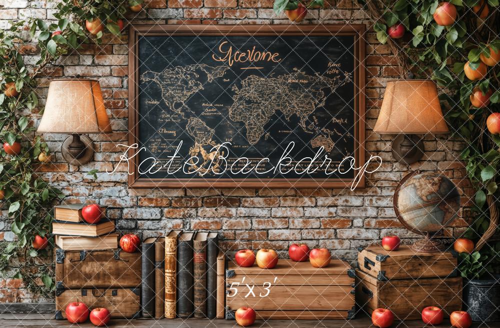 Kate Back To School/Graduation Vintage Map Books Backdrop Designed by Emetselch