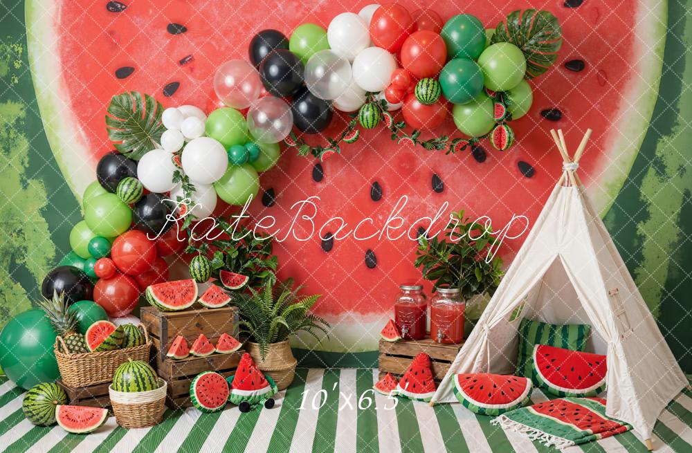 Kate Summer Watermelon Picnic Balloons Teepee Backdrop Designed by Emetselch