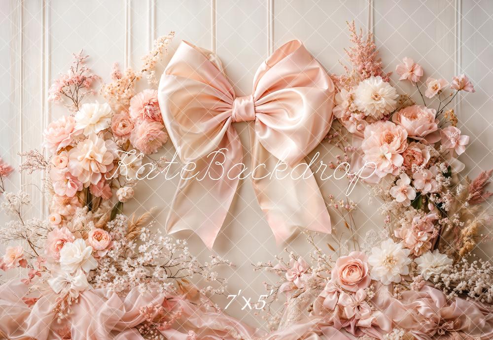 Kate Floral Arch Pink Big Bow Backdrop Designed by Emetselch