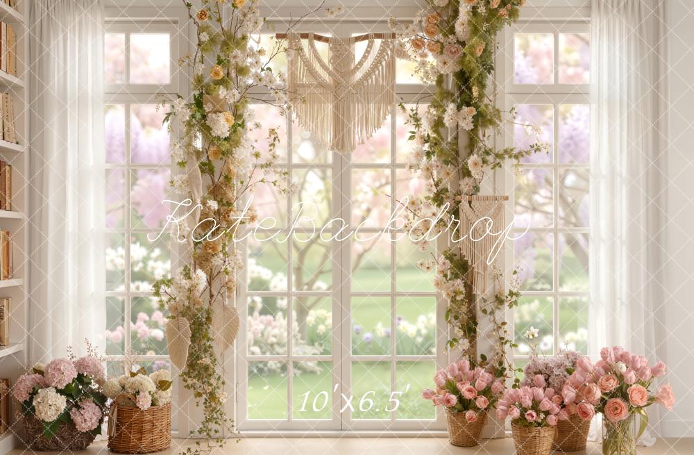 Kate Spring Floral Window Boho Basket Flowers Backdrop Designed by Emetselch