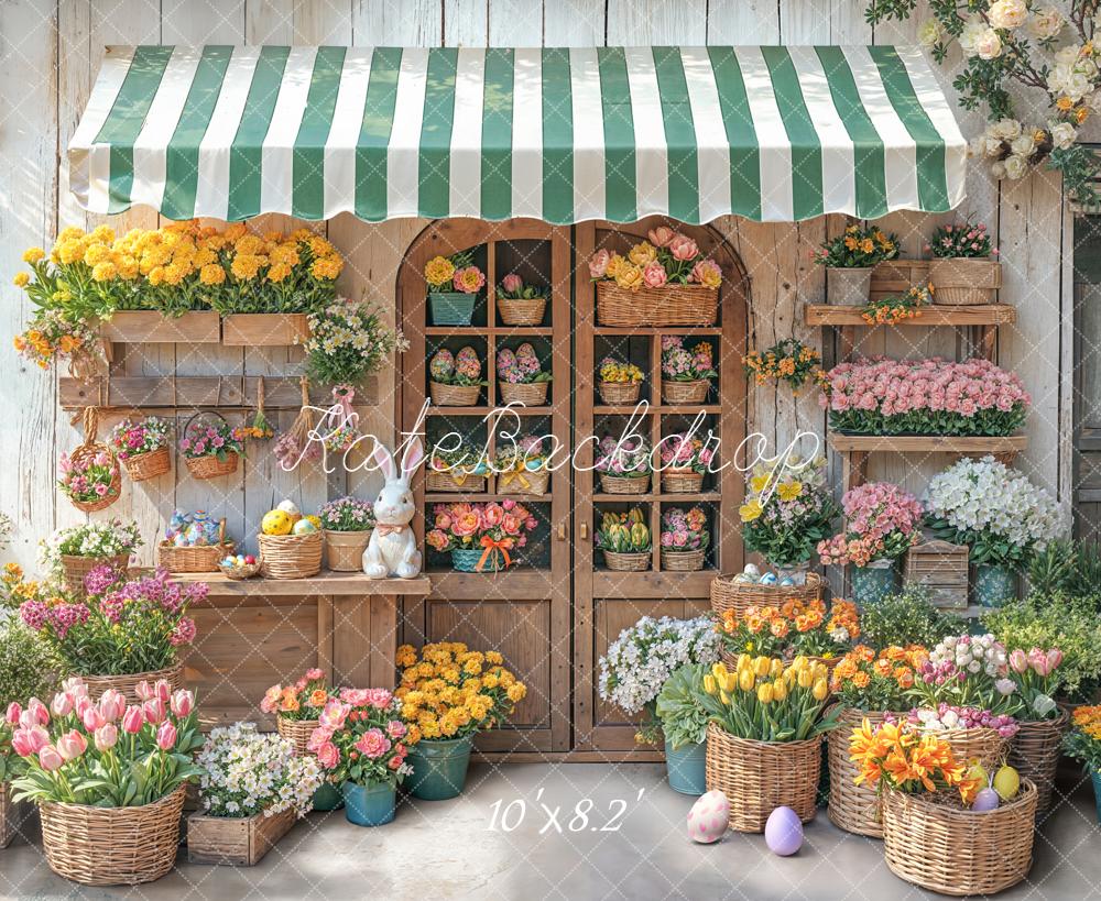 Kate Easter Bunny Flower Shop Baskets Eggs Printed Backdrop Designed by Emetselch