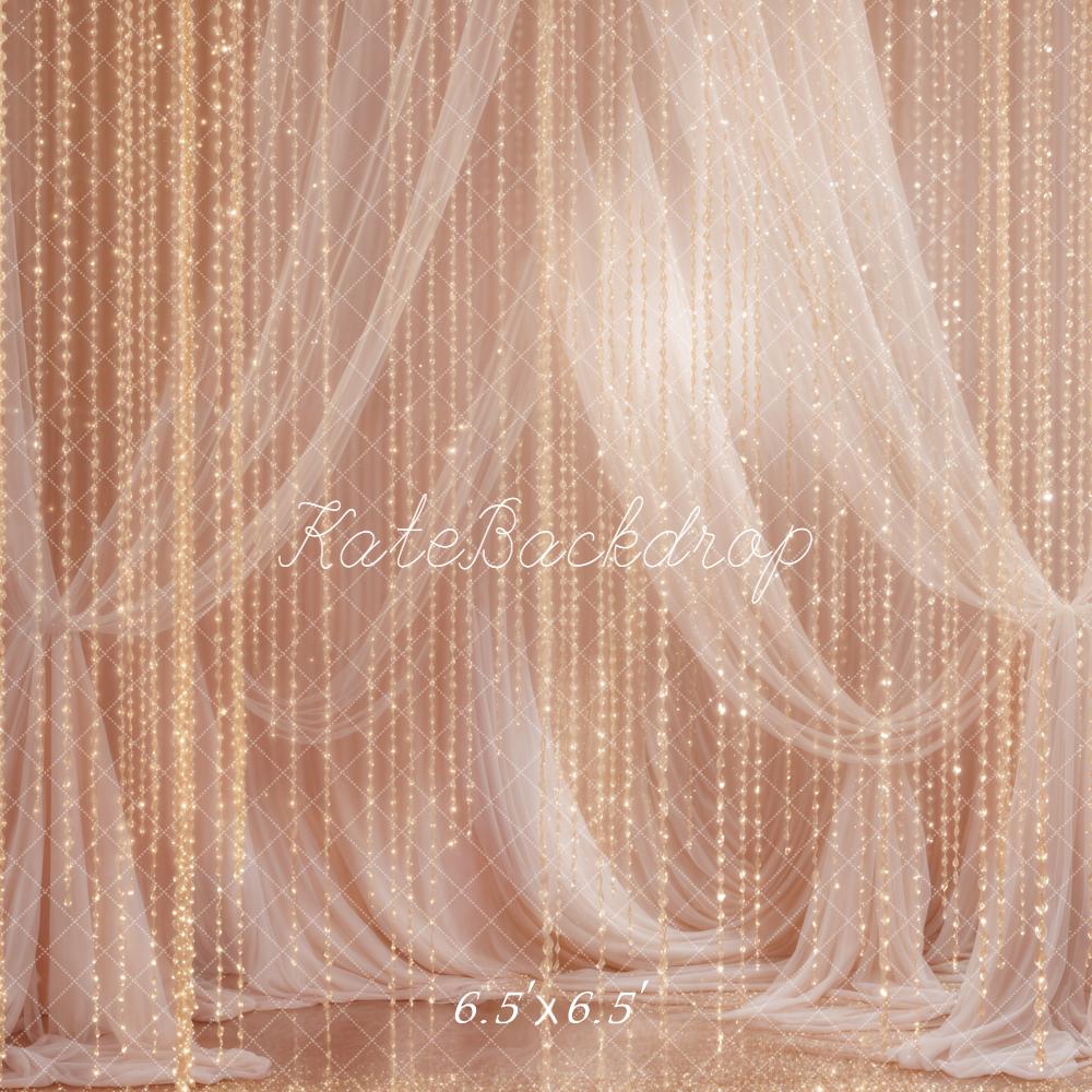 Kate Champagne Bokeh Drapes Fairy Lights Backdrop Designed by Emetselch