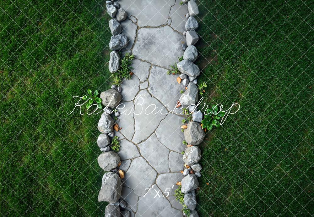 Kate Spring Stone Path with Rocks and Grass Backdrop Designed by Mini MakeBelieve