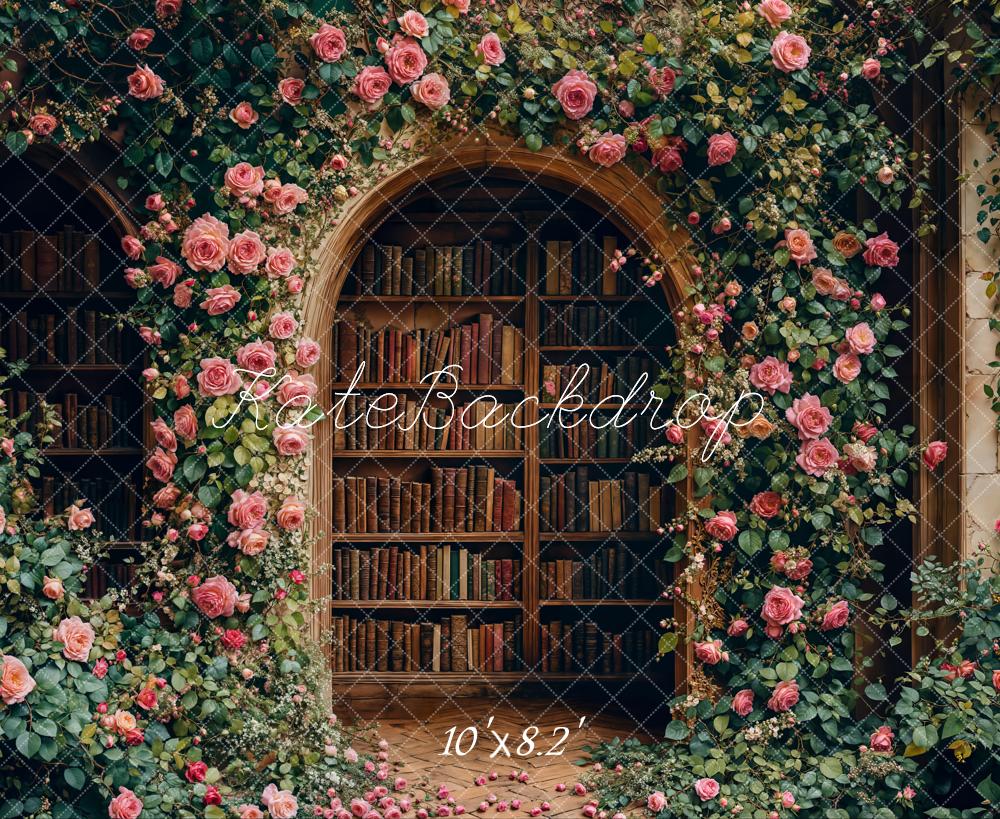 Arco de flores de regreso a la escuela biblioteca fondo diseñado por Emetselch