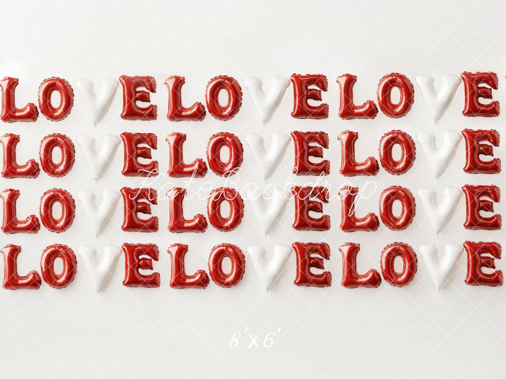 Kate Valentine's Day Red White Love Balloon Letters Backdrop Designed by Emetselch