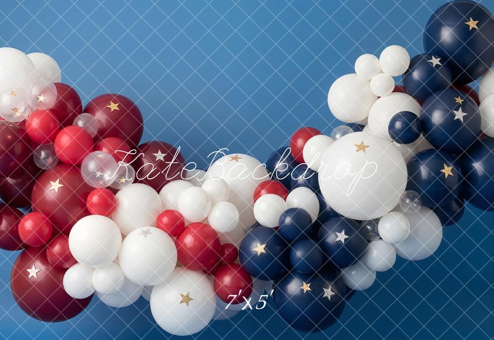 Kate Independence Day Red White Blue Balloon Garland Stars Printed Backdrop Designed by Emetselch