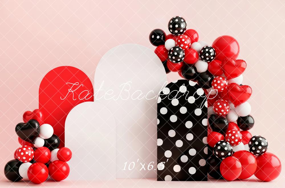 Kate Red Black White Arches Balloon Garland Polka Dot Backdrop Designed by Patty Roberts