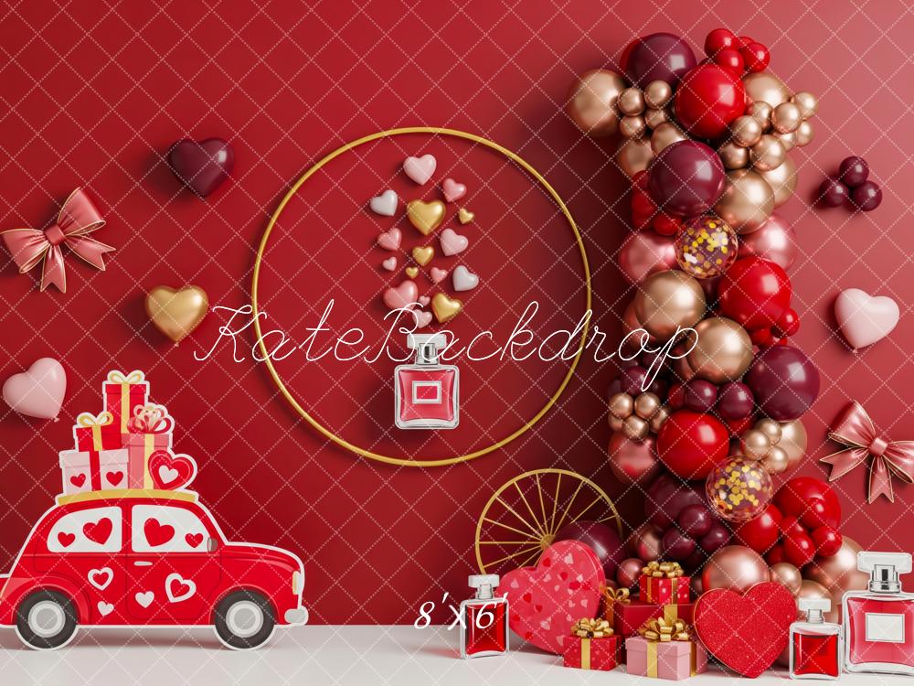 Kate Valentine's Day Red Balloons Hearts Gifts Car Backdrop Designed by Patty Roberts