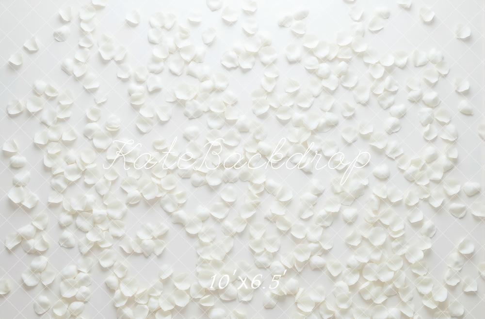 Kate White Petals Scatter Floor Printed Backdrop Designed by Mini MakeBelieve