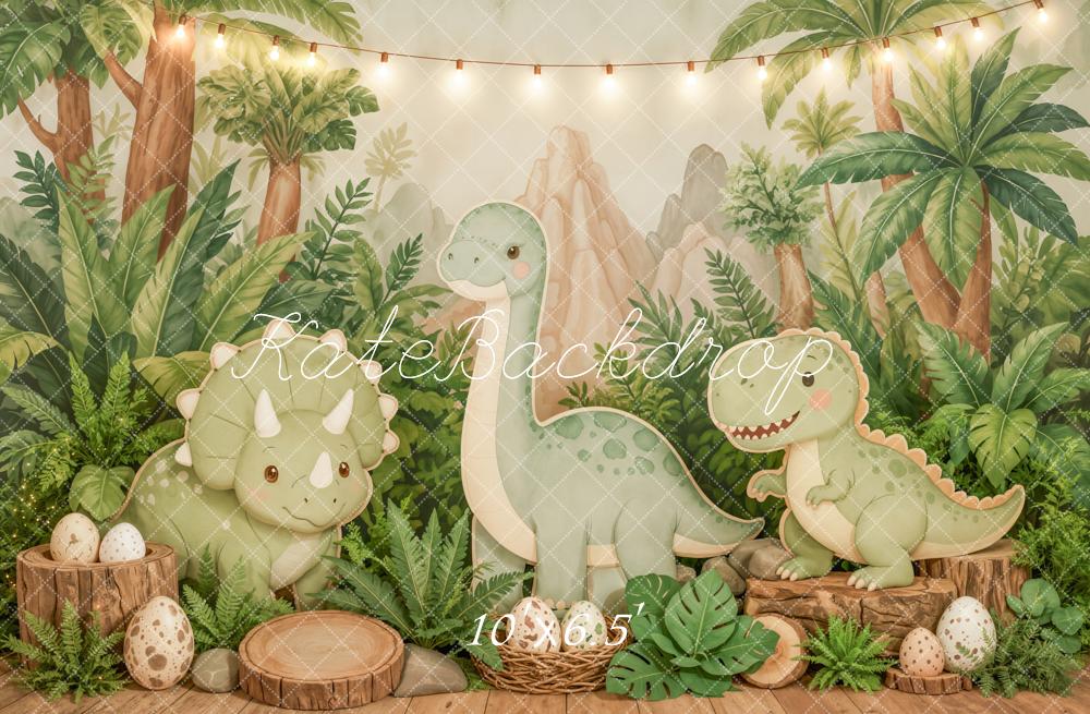 Kate Cake Smash Dinosaur Jungle Cartoon Eggs Printed Backdrop Designed by Emetselch
