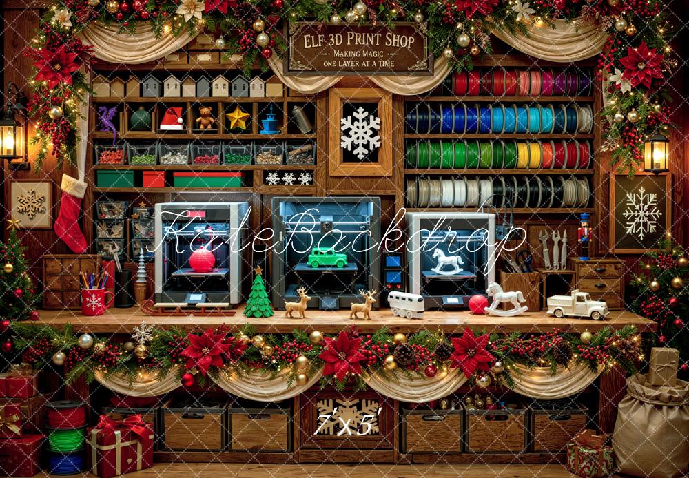 Kate Christmas North Pole 3D Print Wall Elf Craft Workshop Cabinet Printed Backdrop Designed by Mini MakeBelieve