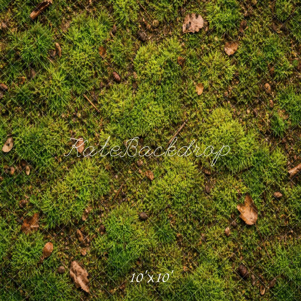 Kate Green Moss Ground Leaves Floor Printed Backdrop Designed by Vertigo Productions