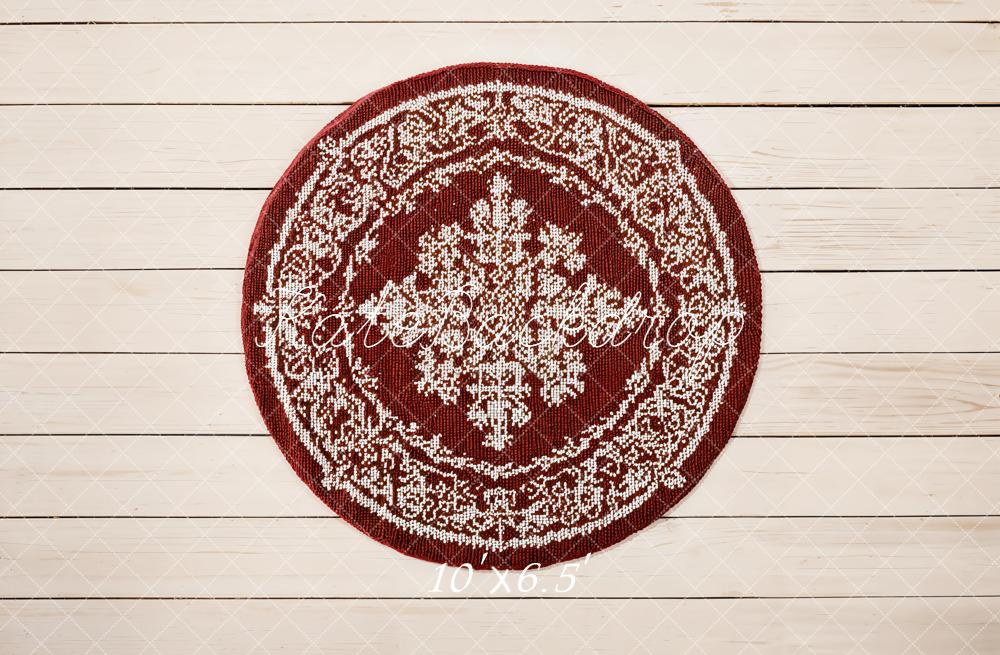 Kate Vintage Red Rug Floor Printed Backdrop Designed by Emetselch