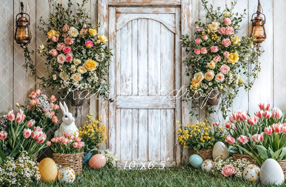Easter Bunny Flower Basket Door Foto Achtergrond Designed by Emetselch